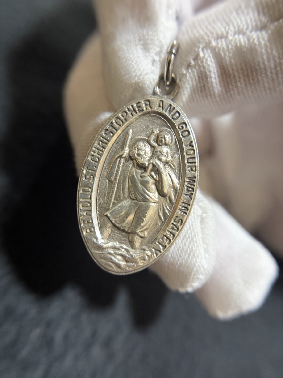 Vintage Sterling Silver Catholic St Christopher Medal Large 6.15 Grams Pendant