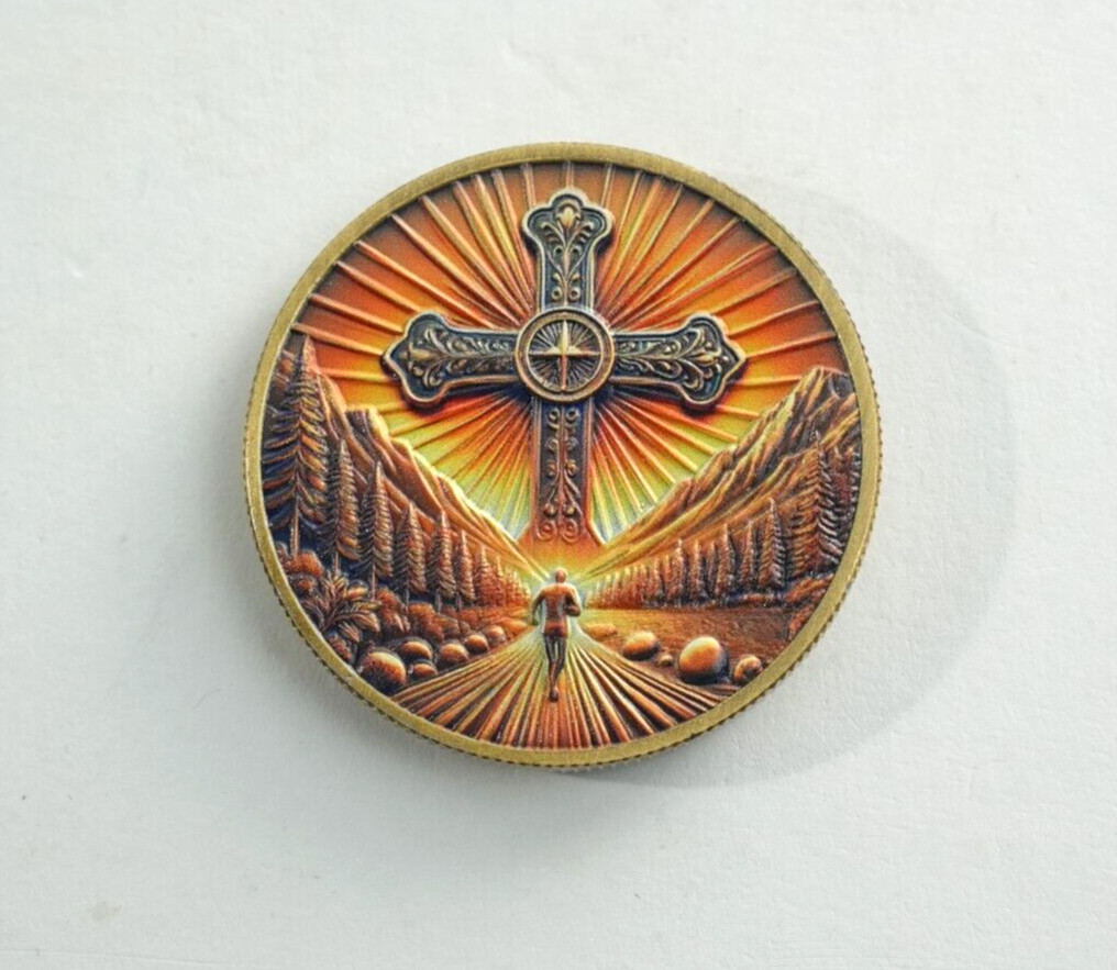 Religious Challenge Coin Philippians 4:13 Verse Christian Cross Faith Souvenir
