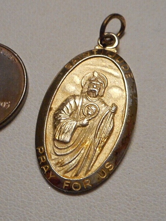 Catholic Gold-Plated Sterling Silver St Jude Pray for Us Medal Pendant by Chapel