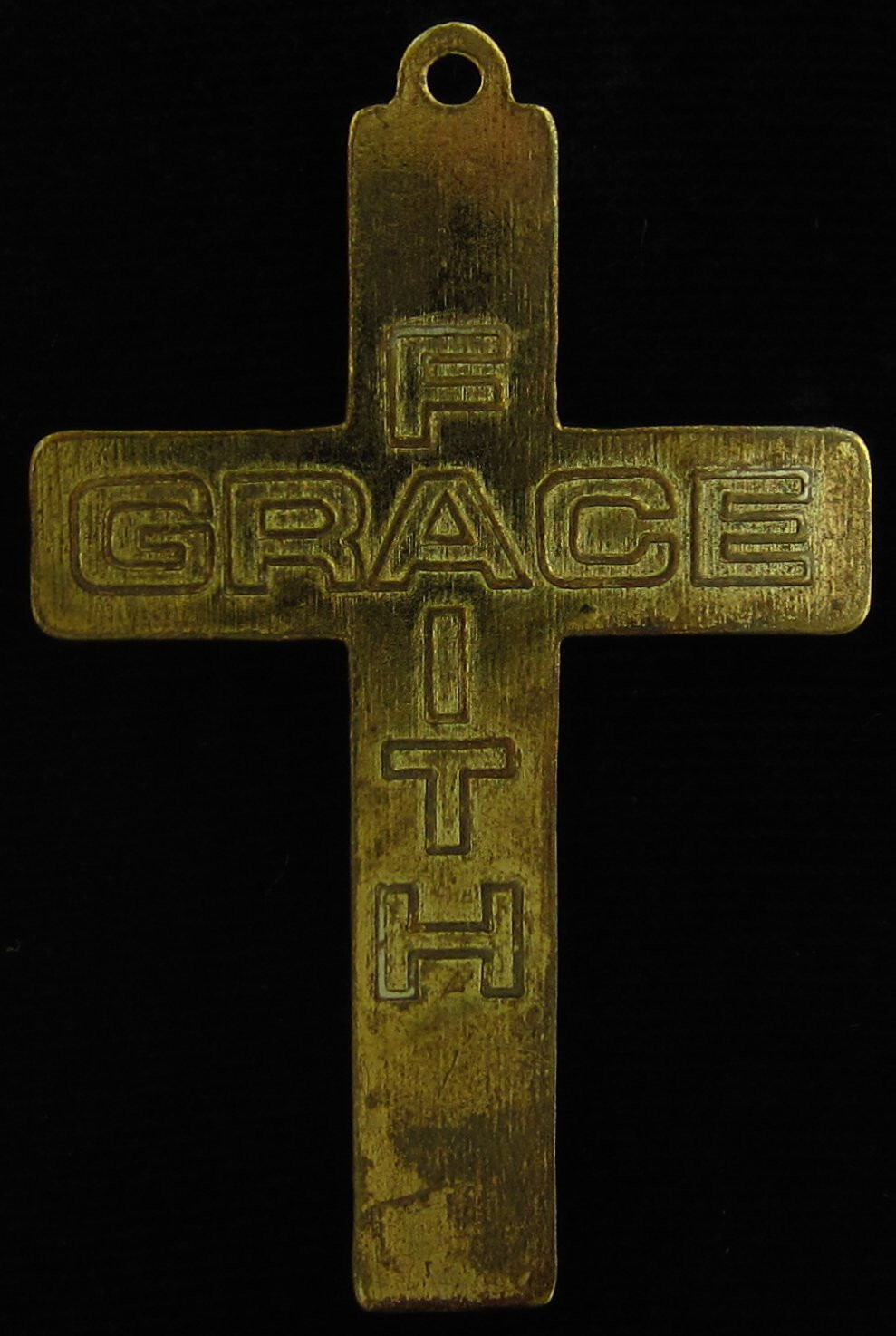 Vintage Cross Medal Pendant Gold Tone Jesus Religious Holy Catholic