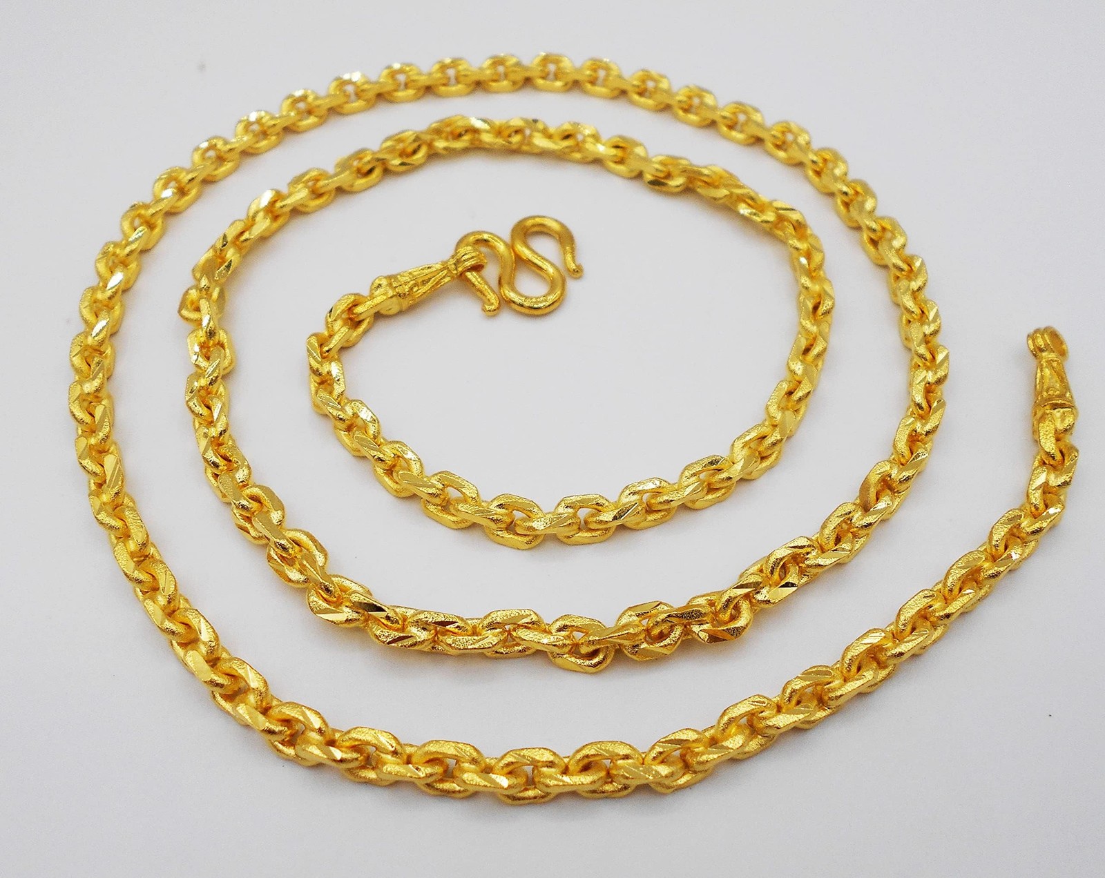 Men’s, Women Classic Chain 22k 23k 24k Thai Baht Gold GP Necklace 26 Inch 5 m…