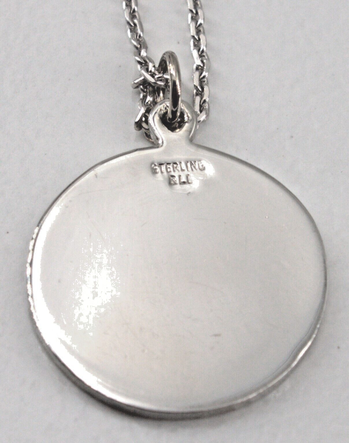 Sterling Silver Round Medal Our Lady of Mt Carmel Oval Link Chain Necklace 24″