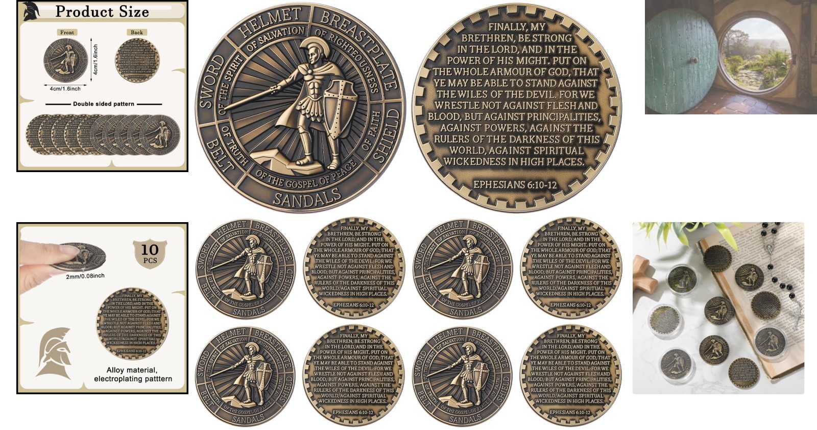 Distinctive 10 Pcs Armor of God Coins – Perfect for Churches and Gifting