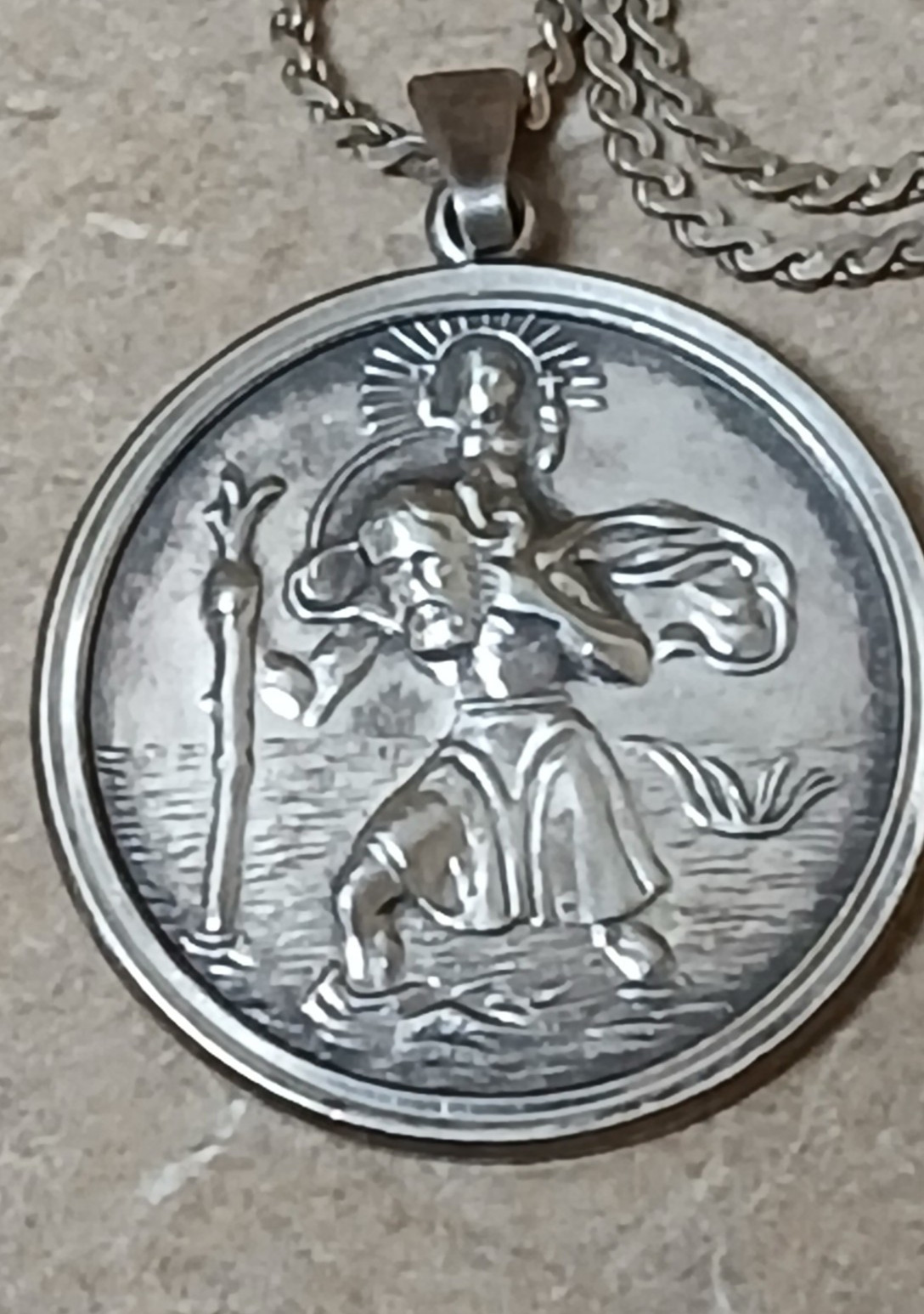 Vintage Sterling Silver St. Christopher Medal With 19″ 925 Chain