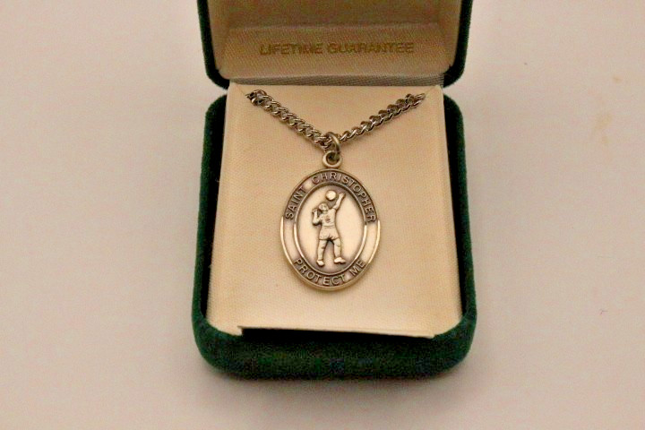 Saint Christopher Sterling Silver Girl’s Volleyball Medal Jewelry 18 In