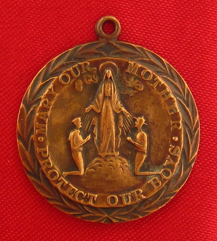 Vintage MARY PROTECT OUR BOYS Soldier Medal ST CHRISTOPHER Catholic Pendant 1″