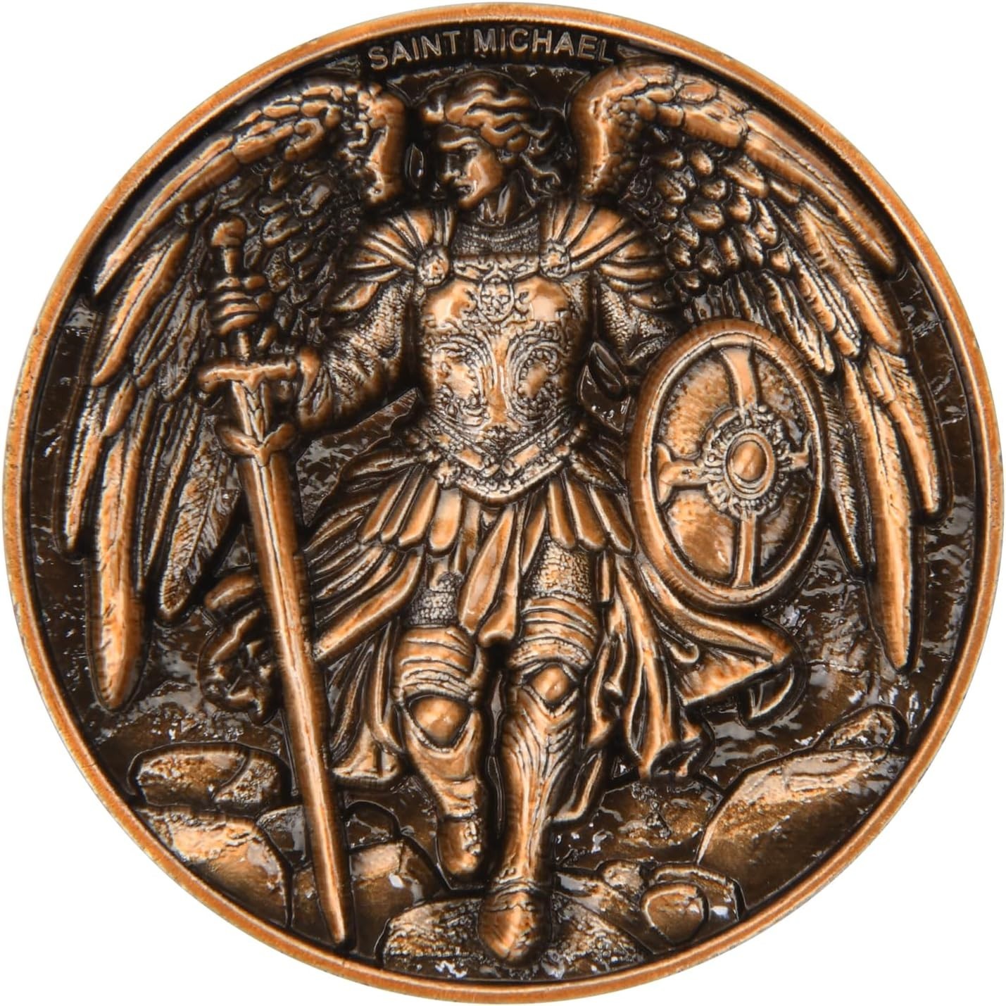 Saint Michael Archangel Protection Coin – 1.57-Inch Double-Sided Zinc Alloy C…