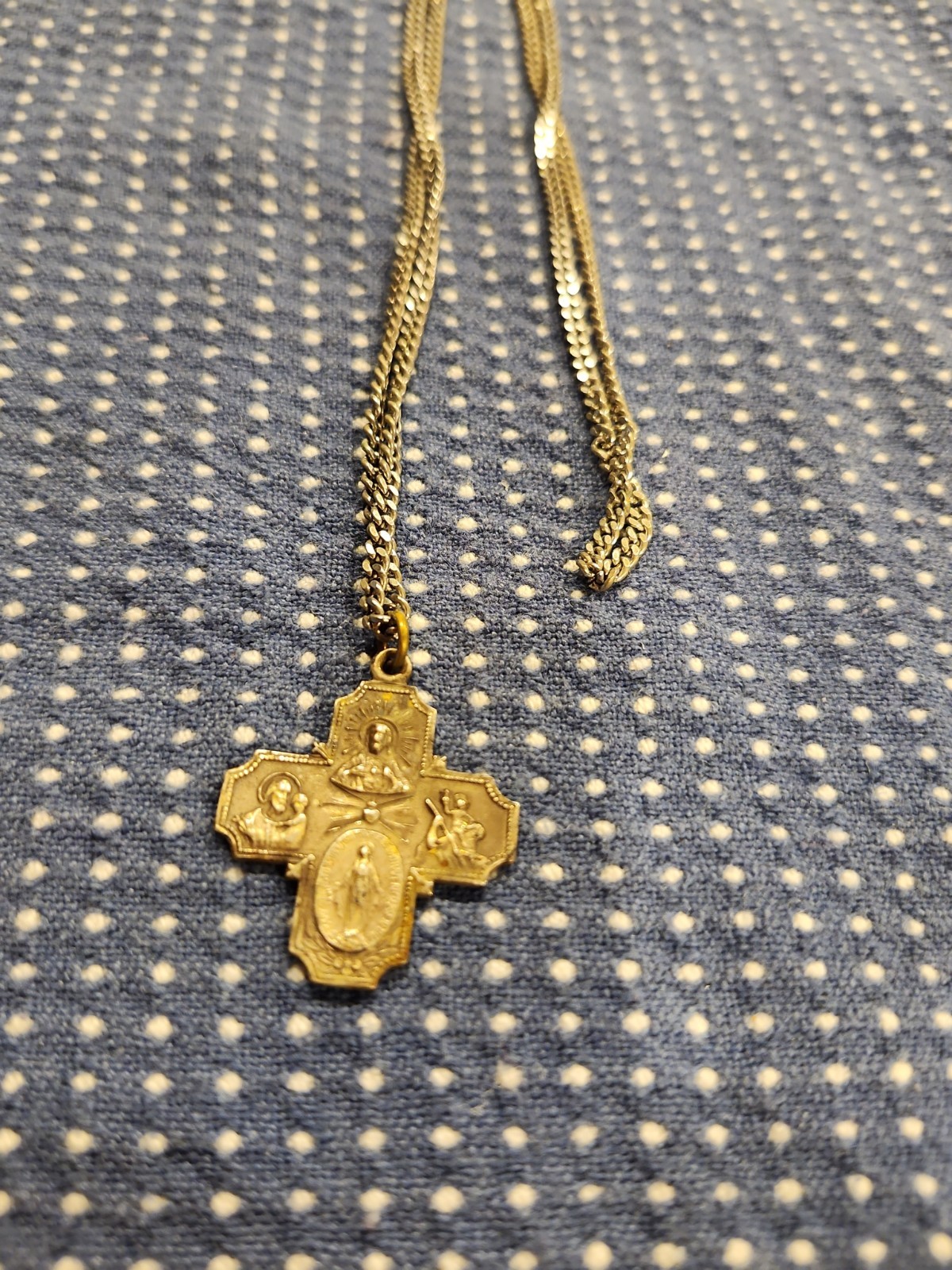 Vintage 24″ STERLING SILVER ST.CHRISTOPHER & ST JOSEPH NECKLACE ” PRAY FOR US”