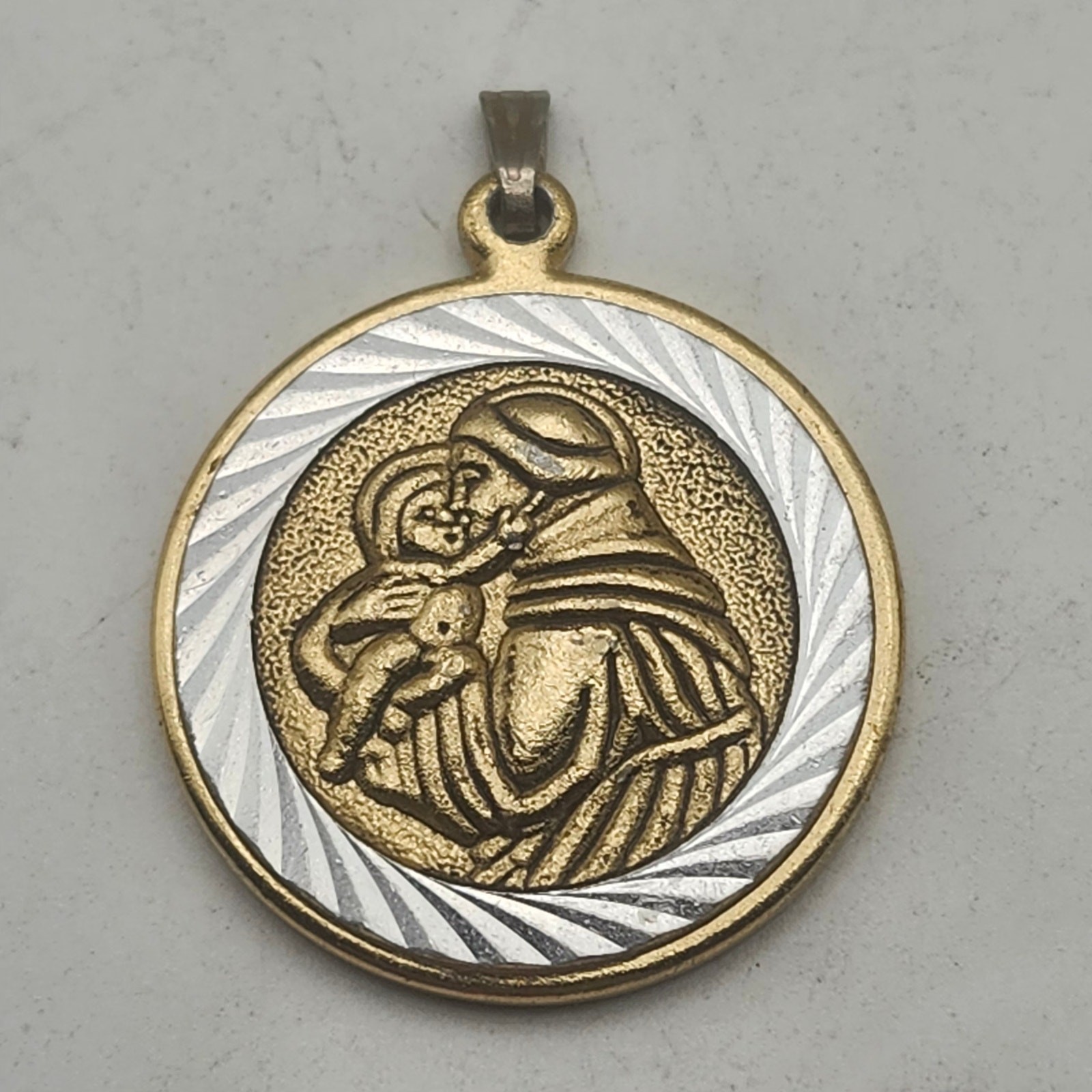 Saint Anthony Medal Pendant Taiwan Catholic Gold Silver Tone Prayer Charm 1in