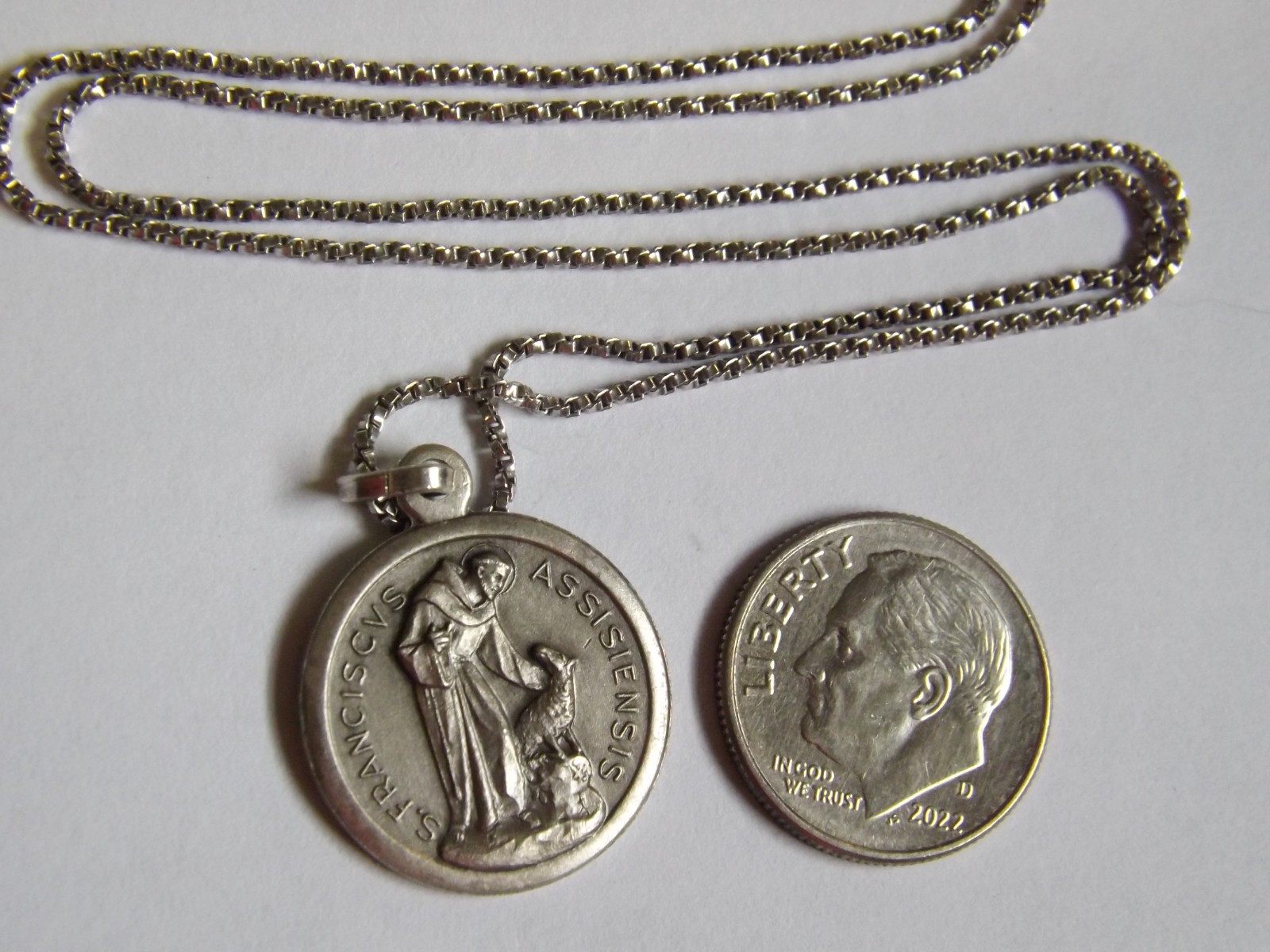 Sterling Saint Francis of Assisi patron of nature animals pendant medal necklace