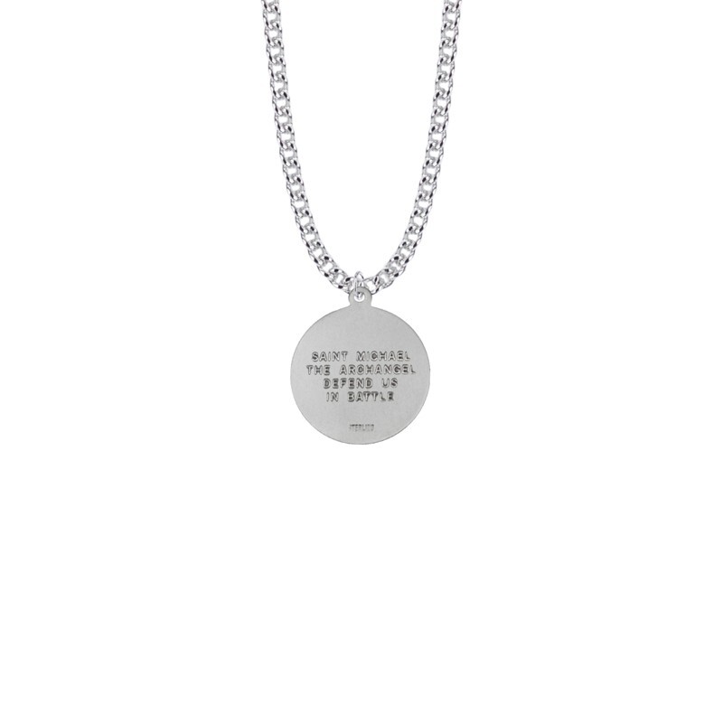 Sterling Silver Saint Michael The Archangel Defend Us In Battle Medal Necklace
