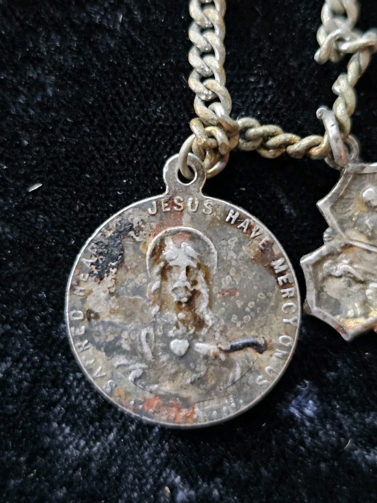 Vtg Sterling Silver .925 Catholic 4Way Protection Cross Pendant St Jude On Chain