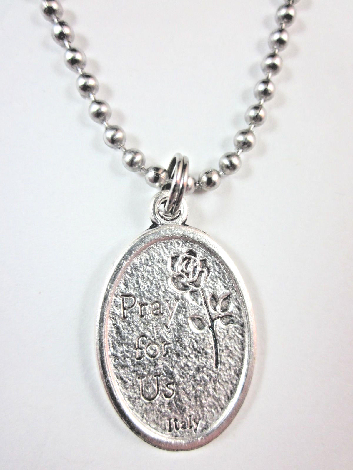 St Christopher /Pray for Us Medal Italy Necklace 24″ Ball Chain Gift Box
