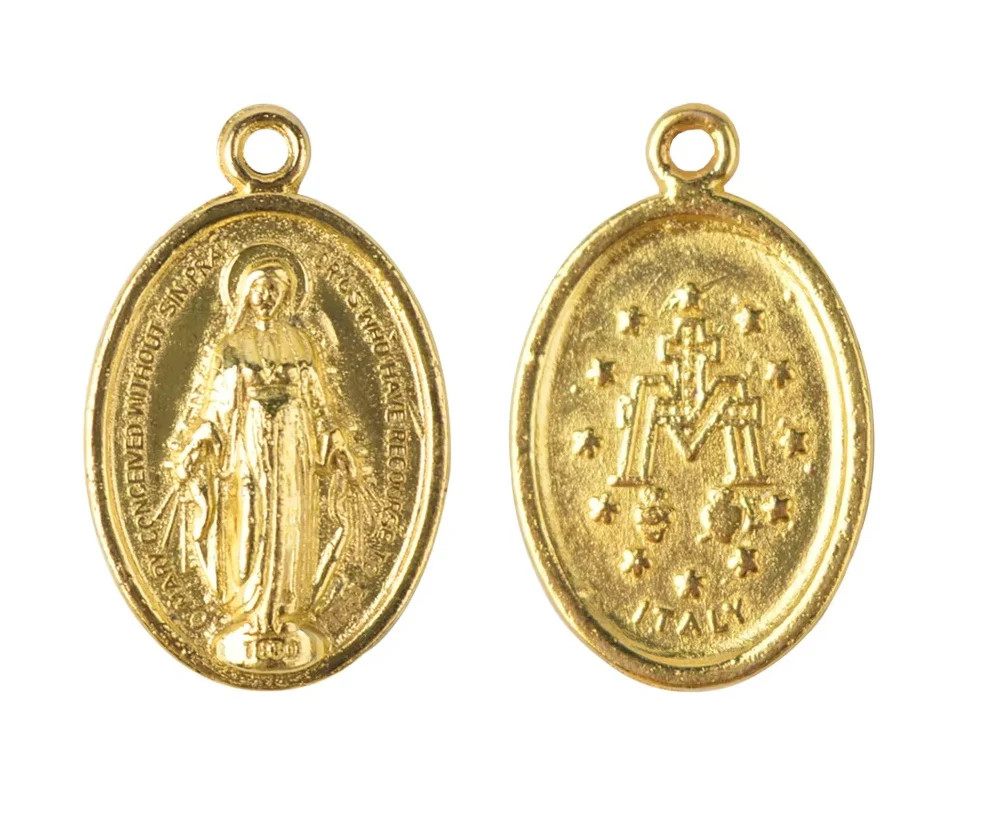 Gold Tone 1-inch Miraculous Medals – 25-Pack Bulk Discount