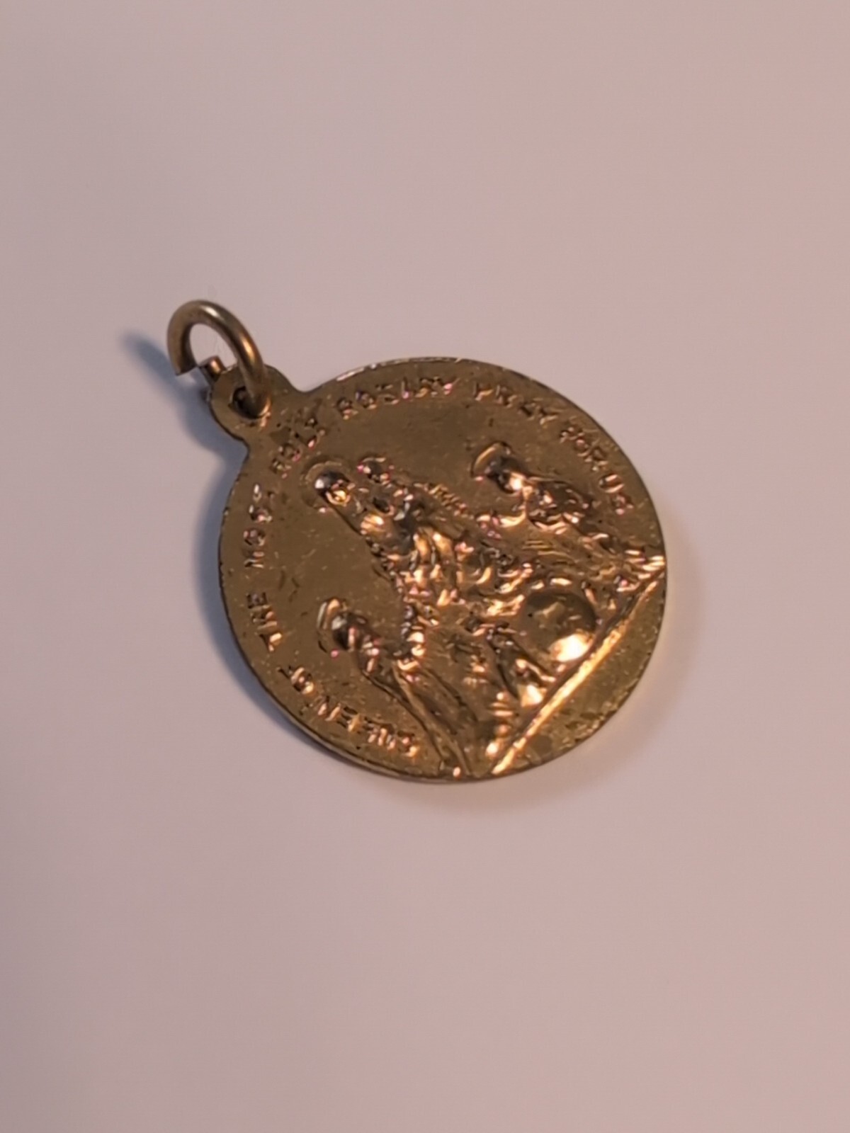 St. Dominic Queen of the Most Holy Rosary Medal Pendant Pray For Us Gold Tone