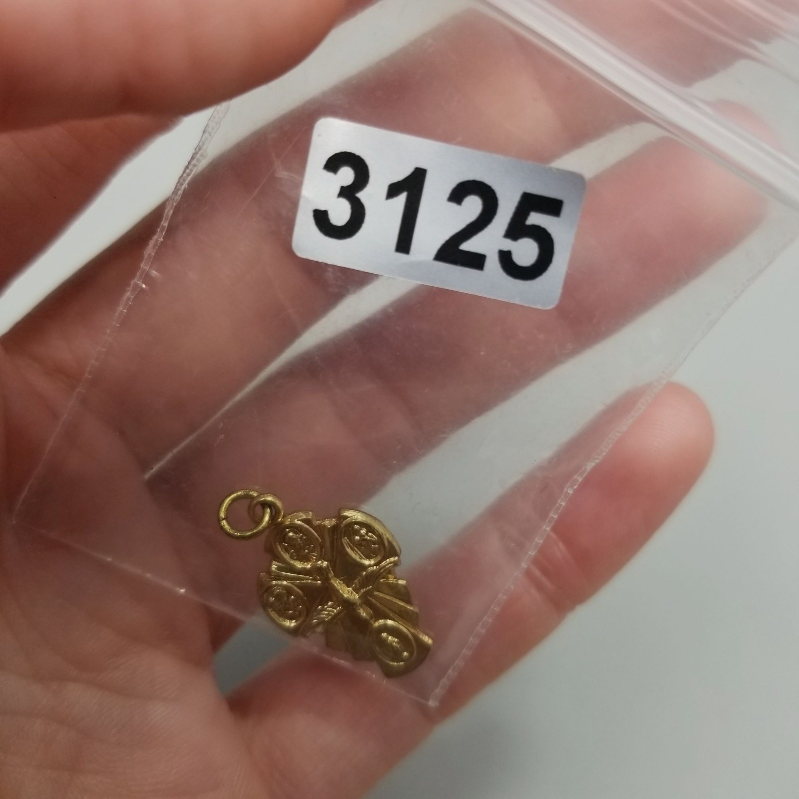 Vintage Small Four Way Saint Cross Pendant Medal Charm Gold Tone Pray for Us