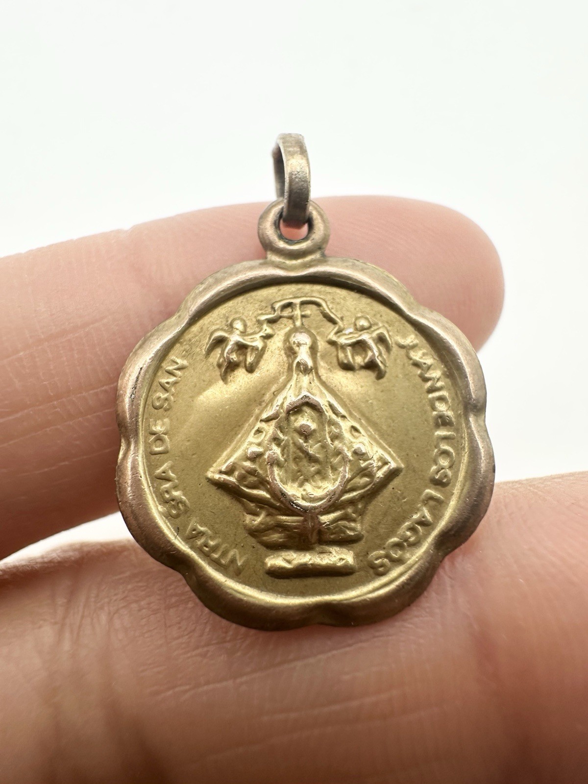 Vintage Medal Pendant Our Lady Of Guadalupe Gold Tone