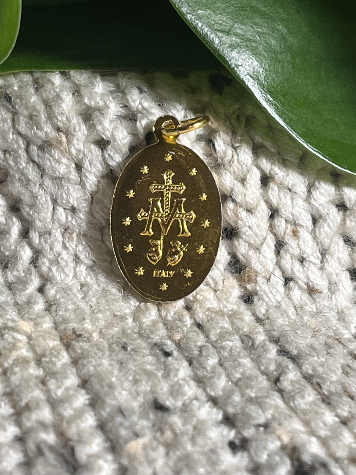 Vintage Gold Toned Religious Virgin Mary Pendant