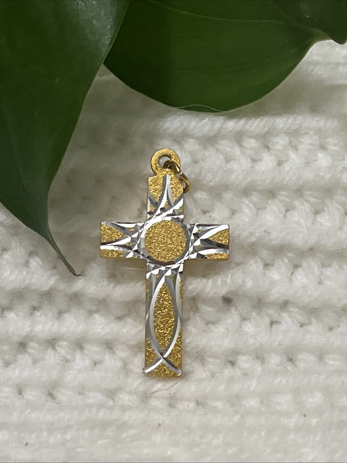 Vintage Geometric Cross Medal Gold Toned & Silver Toned Pendant