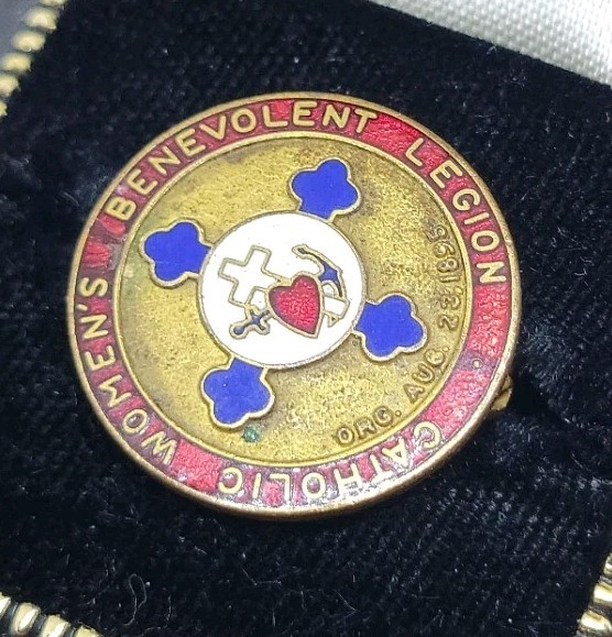 Vintage Catholic Womens Benevolent Legion Fraternal Insurance Enamel Pin