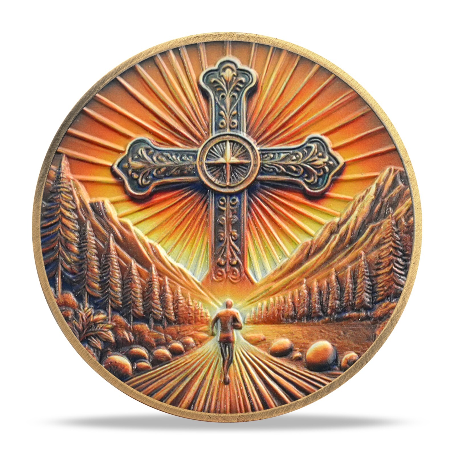 Religious Challenge Coin Philippians 4:13 Verse Christian Cross Faith Souvenir