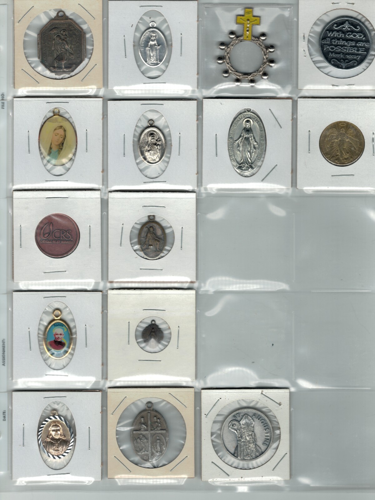 Collection of Catholic Tokens, Souvenirs, Charms, Brooches, ETC 1950s-2000s