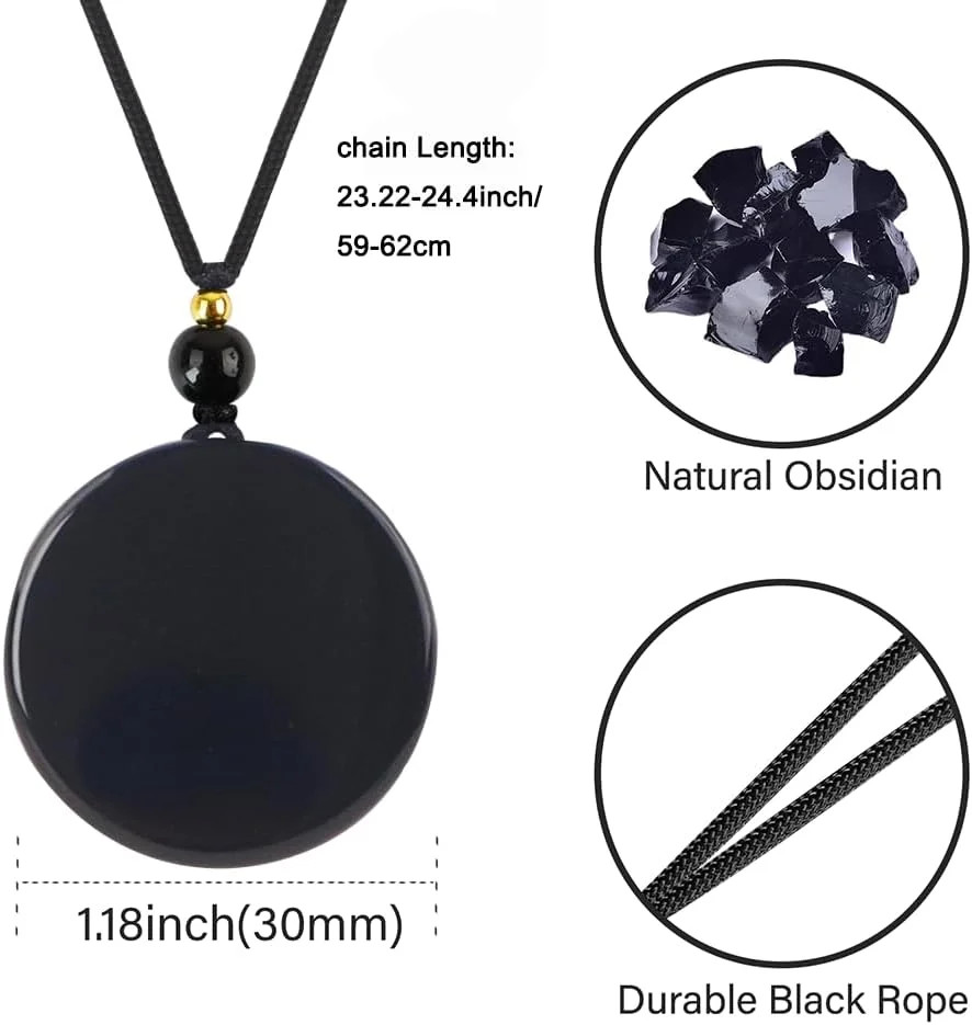 Anjiucc Natural Gemstone Tree of Life Black Obsidian/Golden Obsidian Pendant Nec