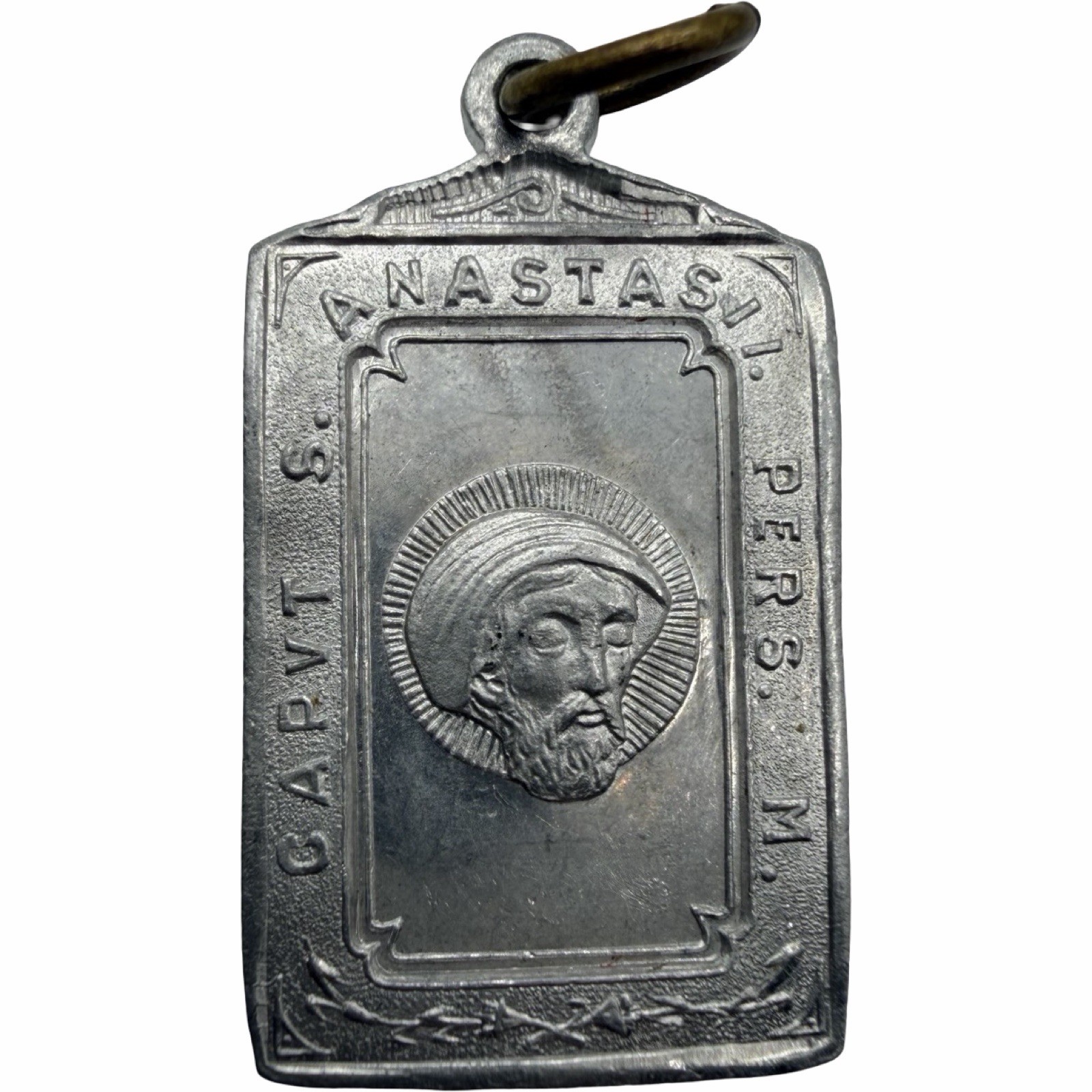 Vintage Maria SS Di Montevergine St Anastasius Aluminum Medal Pendant Italy