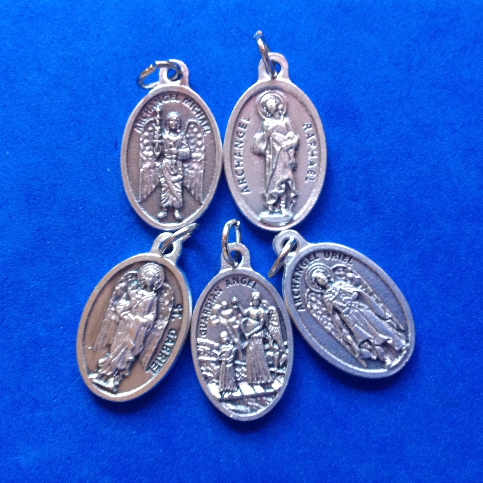 4 ARCHANGEL Saint Medal + Guardian Angel St Michael Gabriel Raphael Uriel 5Pcs
