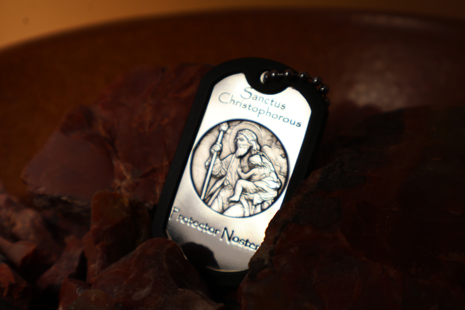 St Christopher Deep Engraved Third Dogtag in Latin
