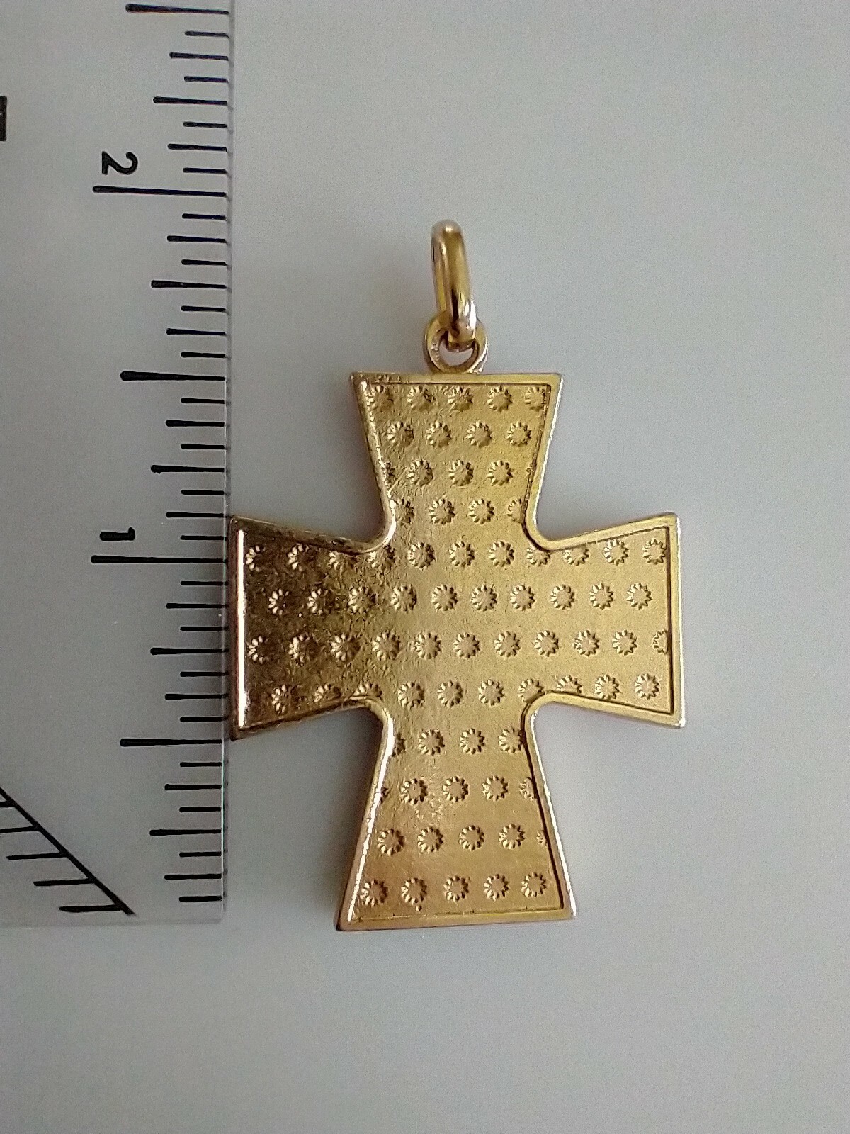 Red White Enamel Gold Plated Holy Spirit Dove Confirmation XL Medal Cross
