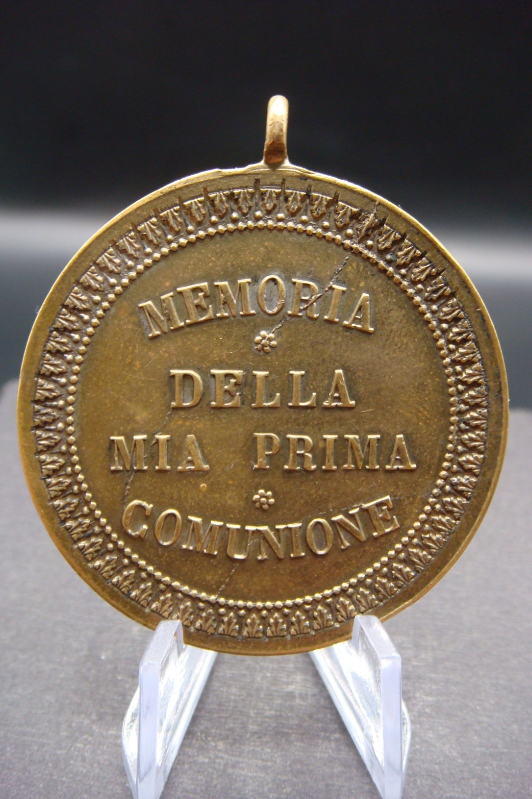 Rare Antique Italian First Holy Communion Commemorative Medal St. Aloysius