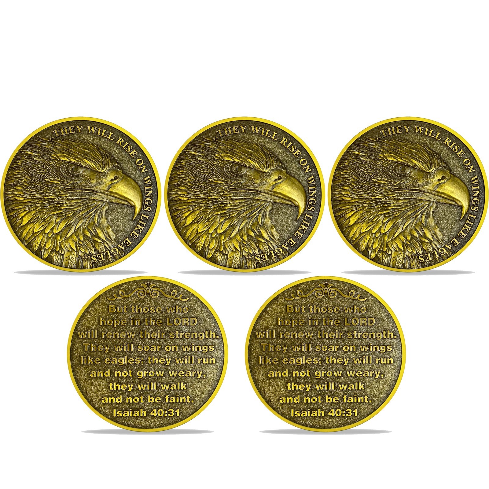 5pcs Inspirational Isaiah 40:31 Verse Religious Eagle Christian Challenge Coin
