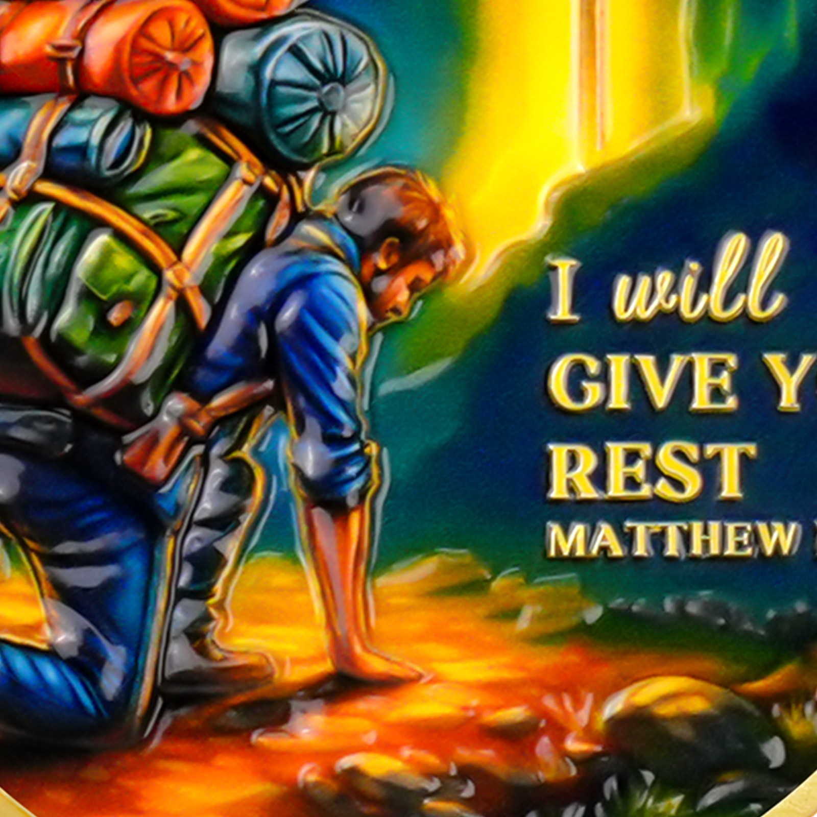 5pcs Christian Challenge Coin – I Will Give You Rest – Matthew 11:28 Verse Coin
