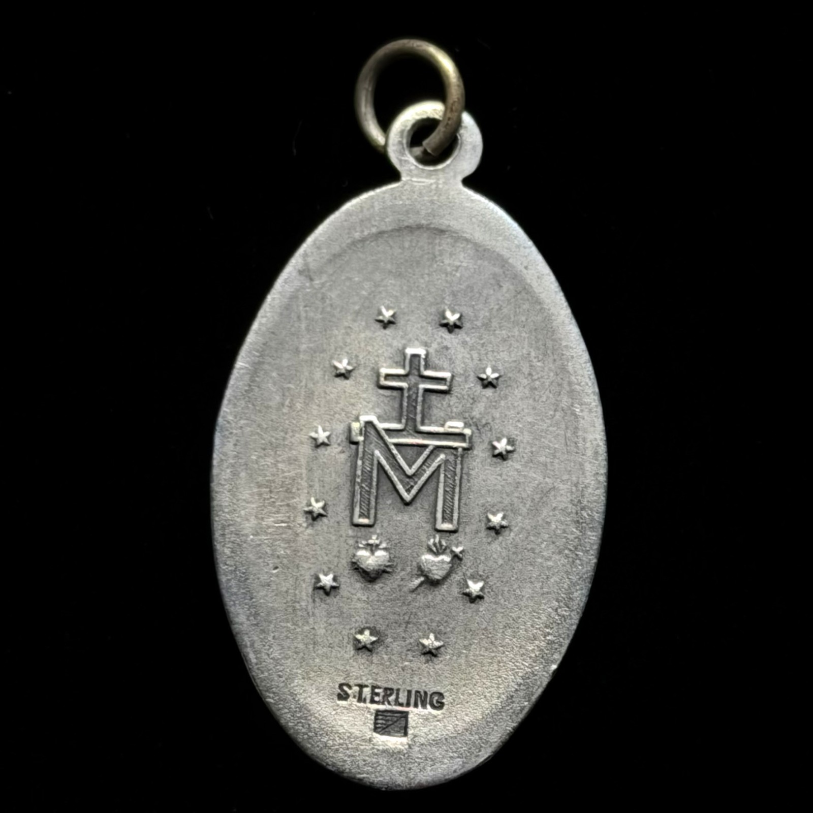 925 Sterling Silver Our Lady of the Miraculous Religious Medal 35mm Signed