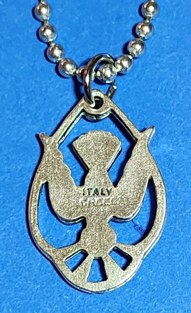 Holy Spirit Dove Necklace Unisex Creed Italy – 1″ Medal – 26″ Ball Chain