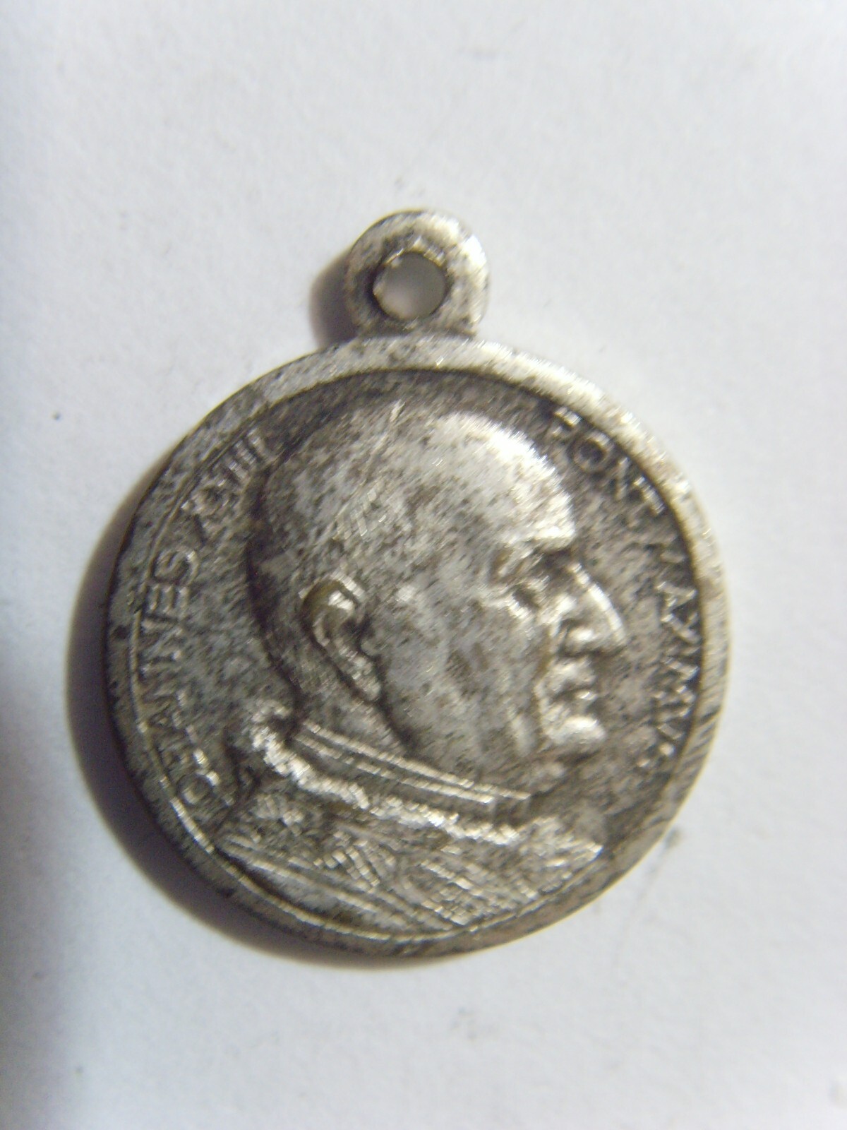 1950s Antique catholic pope Johann XXIII religious Saint Mary pendant 52062