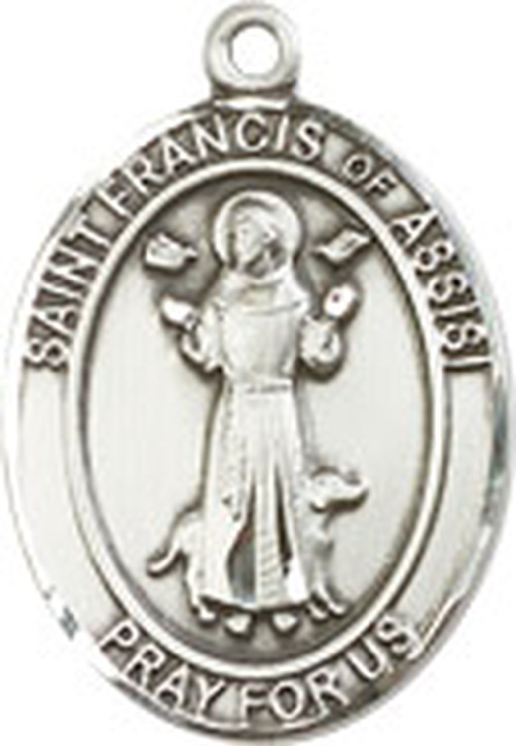 Sterling Silver St Francis of Assisi Medal Pendant Necklace 24” Prayer Card