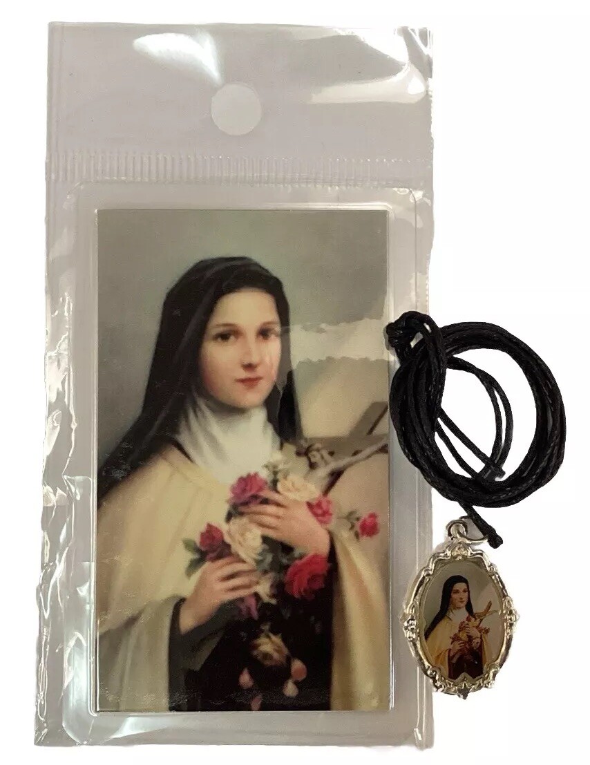 St Therese Medal Pendant Charm Silver Tone. Medalla De Santa Teresita Y Estampa