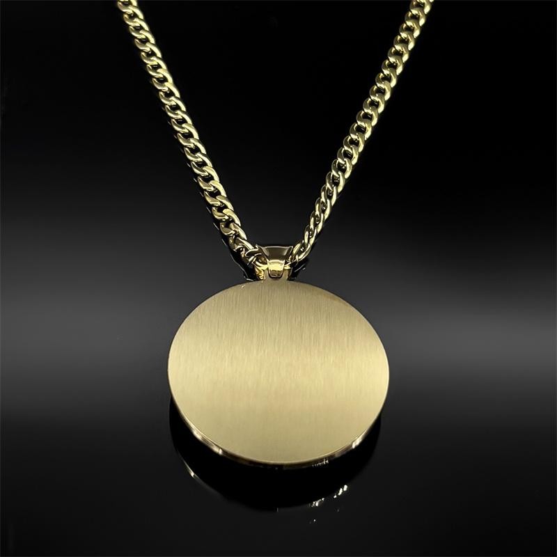 St Michael Protect Us Medal Necklace Gold Stainless Steel Archangel Pendant Men