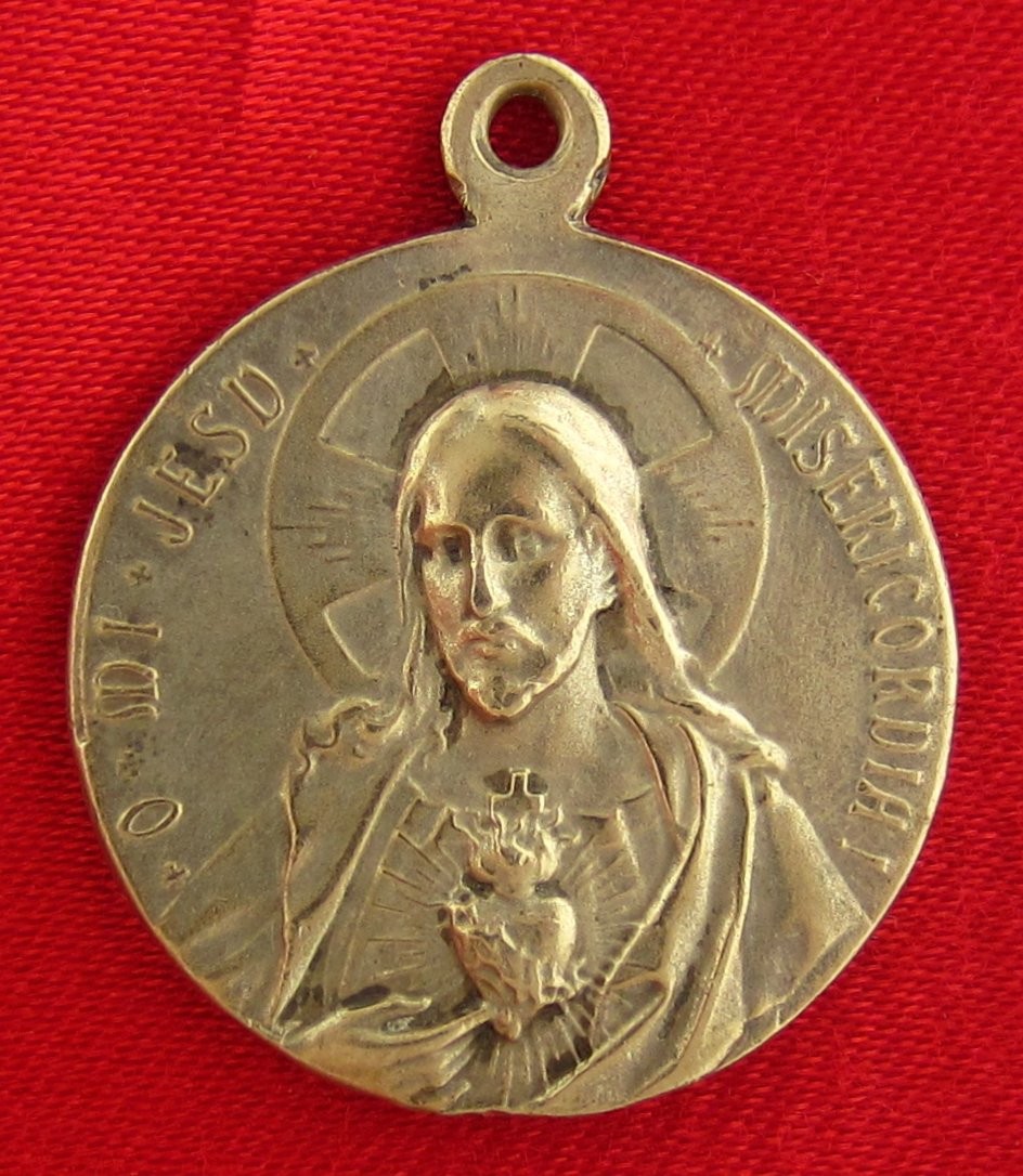 Vintage OUR LADY OF GUADALUPE Medal JESUS SACRED HEART Catholic Pendant LARGE
