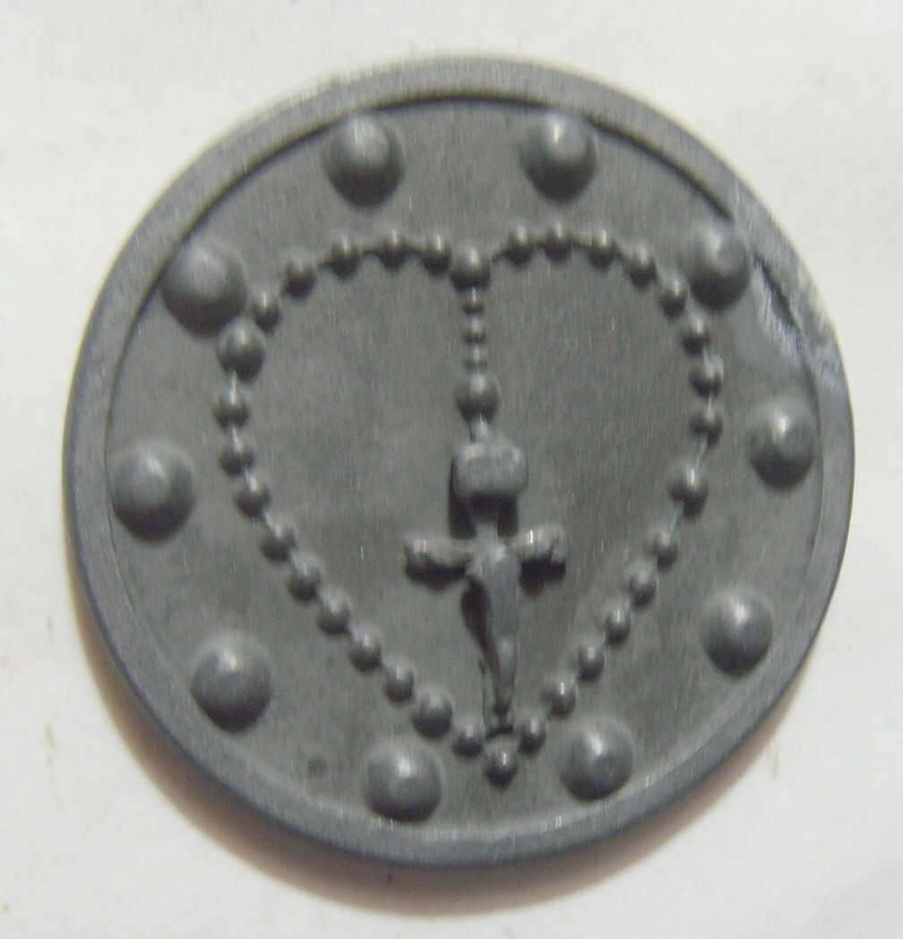 1960s vintage grey silver tone metal catholic St Gerard pocket token EL1077