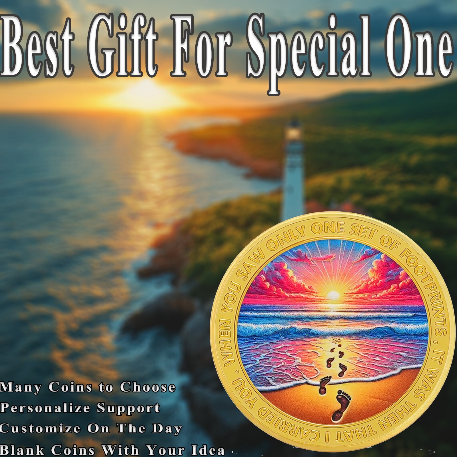 Footprints in the Sand Coins 5Pack – Christian Bible Verse Challenge Coin Medals