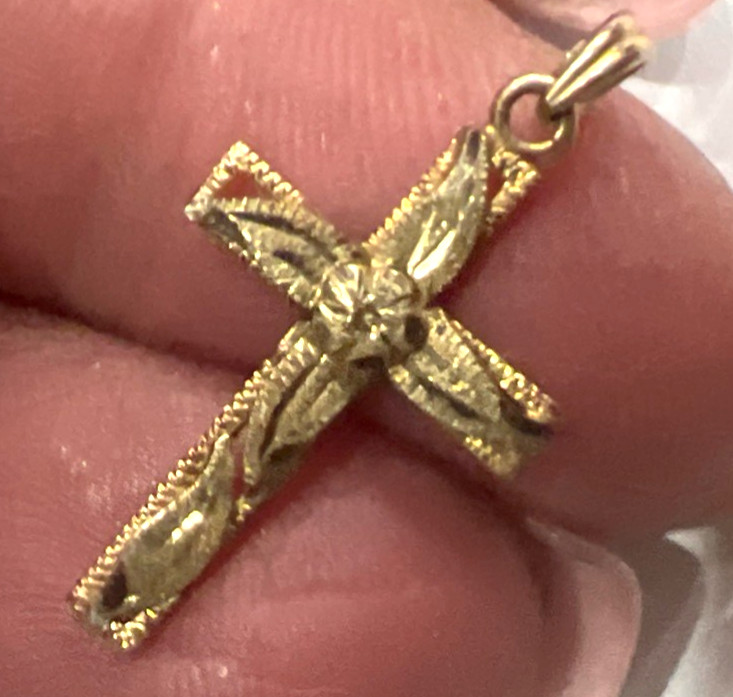 Vintage Black Hills Gold 10K Multi-tone Gold Cross Pendant Religious Christian