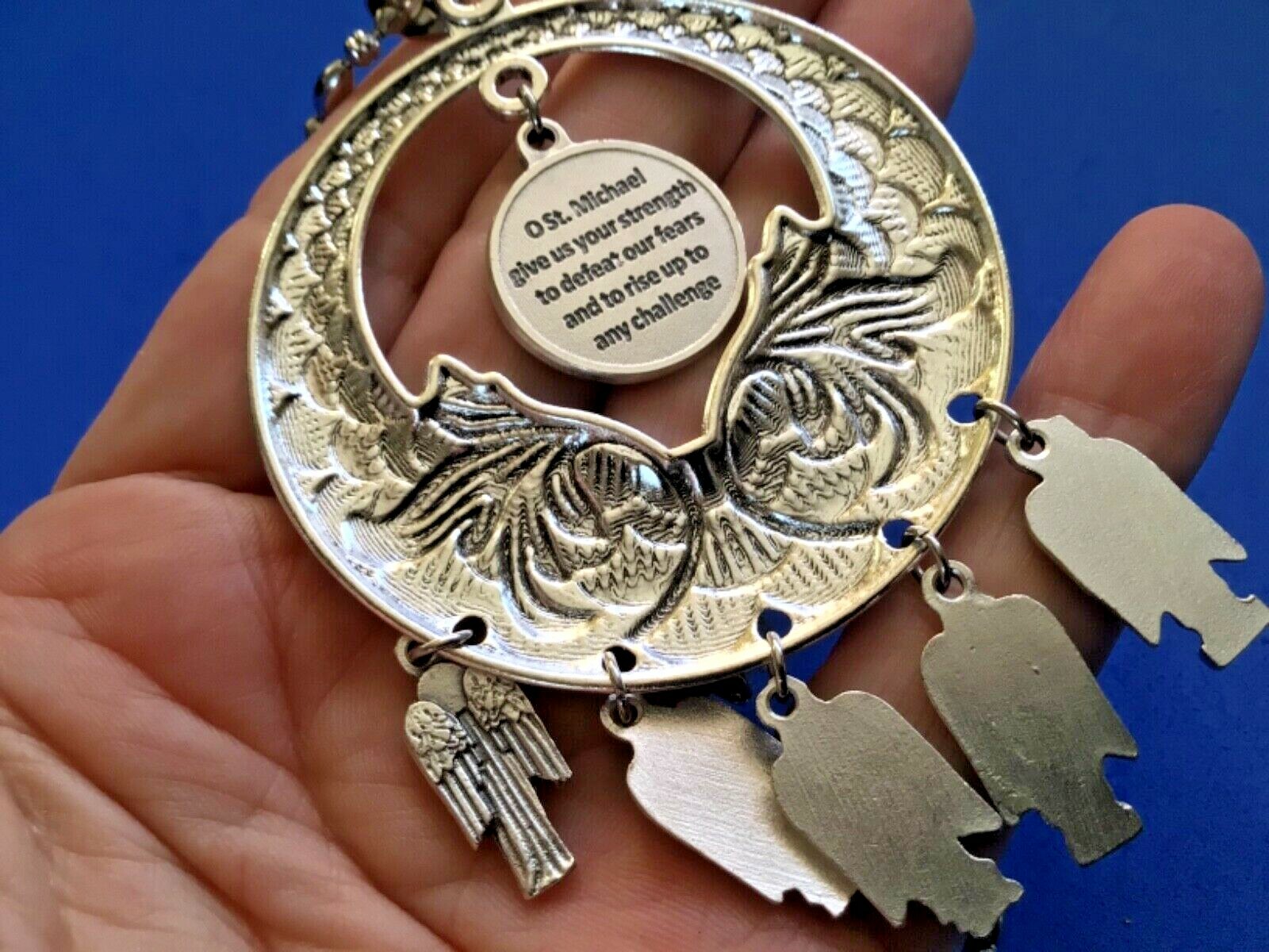 Custom Saint Medal NECKLACE 4 ARCHANGEL St Michael Raphael Gabriel Uriel Prayer