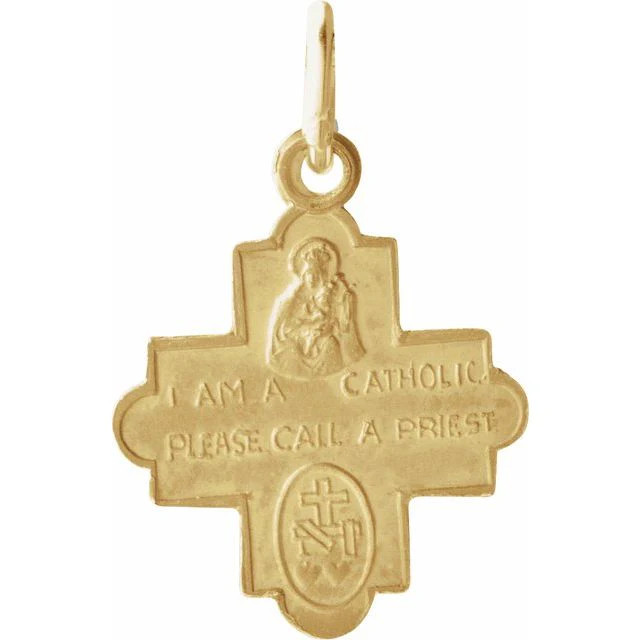 14K Yellow Gold 4-Way Cross Pendant