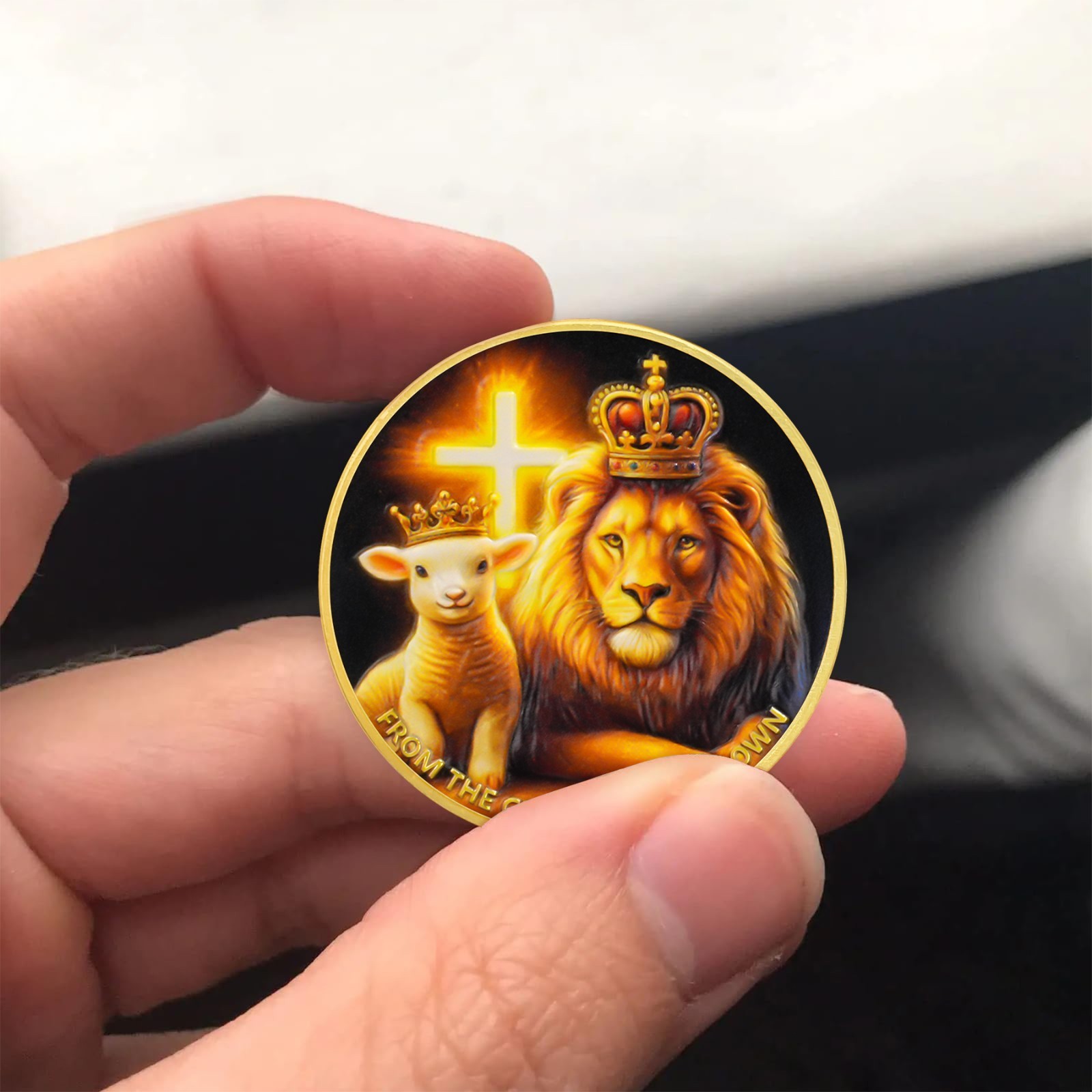 5pcs Christian Challenge Coin – Lion of Judah and Lamb Christianity Faith Gifts