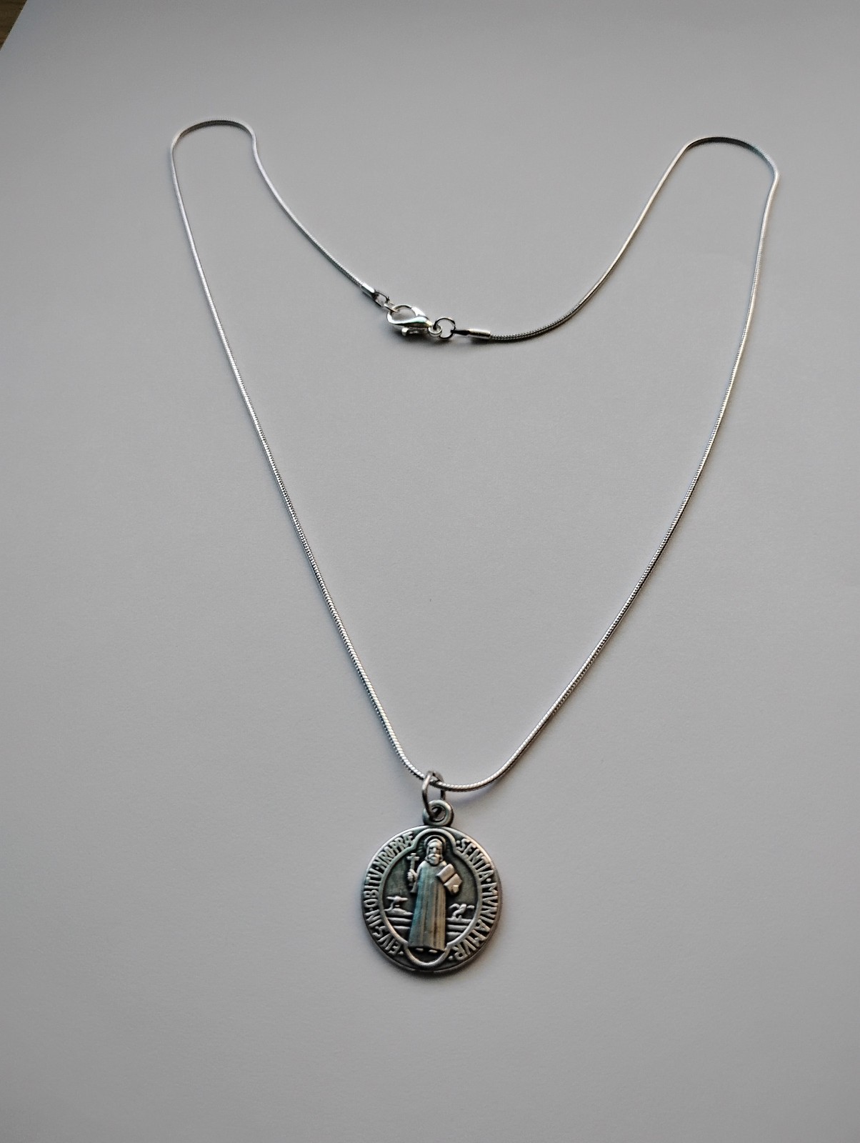 St Benedict Protection Medal Pendant 925 Sterling silver Necklace prayer card