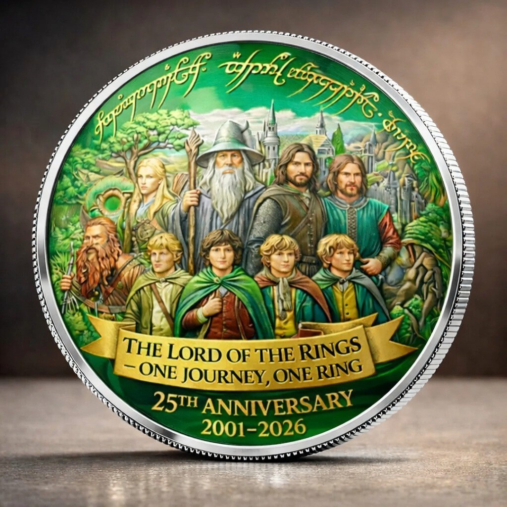 Lord of the Rings 25th Anniversary Coin 2001-2026 Gandalf Frodo Fellowship Medal