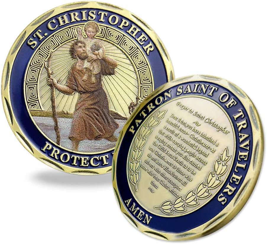 New Lot Of 10 St Christopher Protect Us Challenge Coin Set Religious Collectible